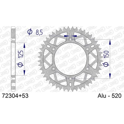Aluminium tandwiel achter Afam 520 53 dents
