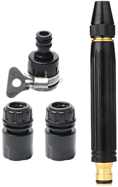 Hogedruk Tuinslangmondstuk - Verstelbare Spuit - Auto Wassen Tuin - Verbeterde Druktechnologie - 16.7 cm - Zilver