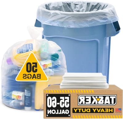 Duidelijke vuilniszakken - Grote plastic zakken - Afval opruimen - Scheur en lekbestendig - 50 stuks 60 gallon - Helder