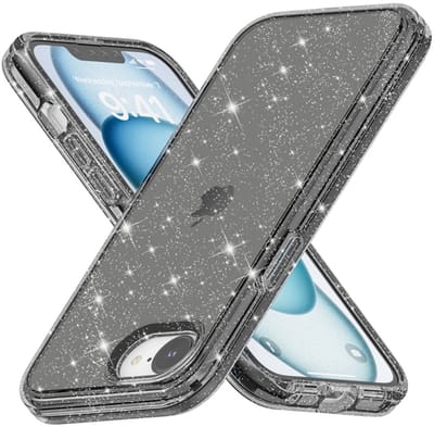 Coverup Hoesje - Geschikt voor iPhone 16e / 17e Hoesje - Coverup Glitter TPU Back Cover - Zwart
