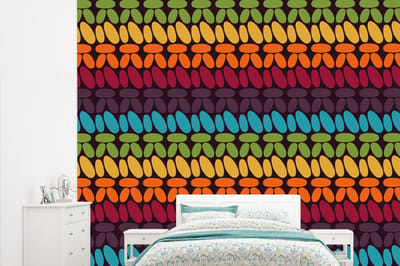 Behang - Fotobehang Haakpatronen - Retro - Regenboog - Breedte 315 cm x hoogte 260 cm
