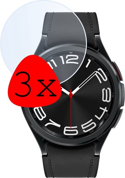 Screenprotector - 3 Stuks Geschikt voor Samsung Watch 6 Classic 43 mm - Extra Sterk - Tempered Glass - Gehard Glas - Beschermglas Screen Cover - Bescherm Protector voor Smartwatch