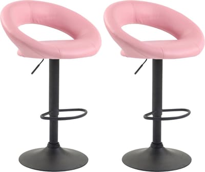 CLP Olinda Set van 2 Barkrukken - Kunstleer zwart/roze