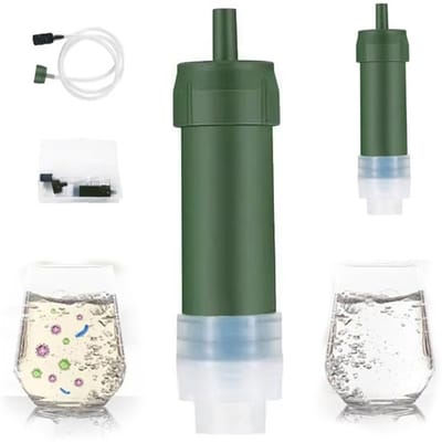 Waterfilter-1 stuks-Waterfilter Survival-BPA-vrij-Overlevingsuitrusting voor waterzuiveraars-Inclusief 2 rietjes