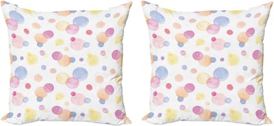 ABAKUHAUS Pastel Kussensloopset (2 stuks), Aquarel Druppels, 45 cm, Multicolor