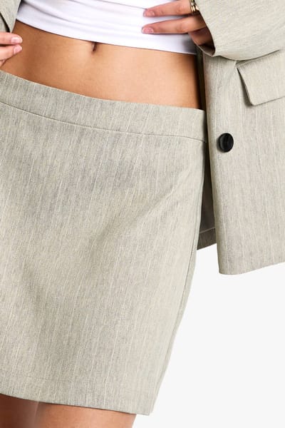 boohoo Dames Pinstripe A-Lijn Getailleerde Mini Rok | Sage | Maat: 10