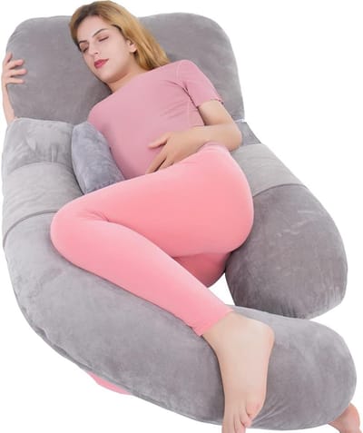 U-vormig lichaamskussen 152 cm - borstvoeding - moederschap en zwangerschap - afneembaar kant - steunkussen - afneembare hoes - grijs