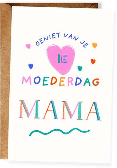 Eerste Moederdag Wenskaart – Felicitatiekaart nieuwe mama - Eerste keer moeder - Ansichtkaart - (10x15 cm incl. envelop)