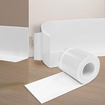 Flexibele Zelfklevende PVC Plinten voor Keuken en Badkamer - Zacht en Duurzaam (70mm x 20mm x 12M, Wit)