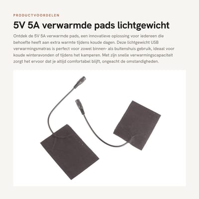 Dailygoods - 5V 5A verwarmde pads - lichtgewicht handwarmer - USB verwarmingsmatras - comfortabel en praktisch - verwarmt snel - ideaal voor buiten