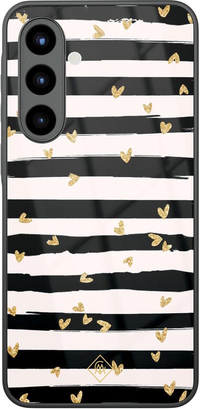 Casimoda® hoesje - Geschikt voor Samsung Galaxy A57 - Hart Streepjes - Luxe Hard Case Zwart - Backcover telefoonhoesje - Zwart