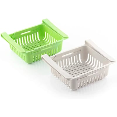 Rangement Réglable - Innovagoods - Friwer - Pack de 2 - Longueur Ajustable 20-28 cm - Blanc