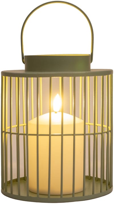 Anna Collection Windlicht/kaarsenhouder buiten lantaarn - groen - 15 x 18 cm - metaal - Incl. LED kaars - tuinlampen