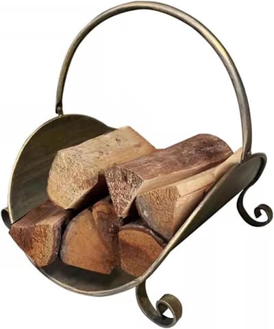 Houthouder - Brandhoutrek - Haardhout Opslag - Stevig ijzer - 42 x 43 x 32 cm - Messing kleur
