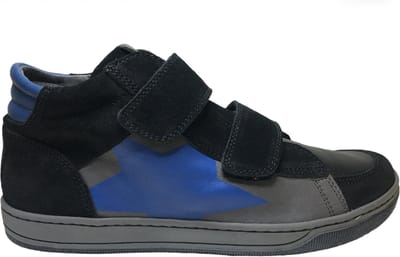 Naturino Ethan - mt 25 - velcro's blauwe ster hoge lederen sneakers - zwart grijs