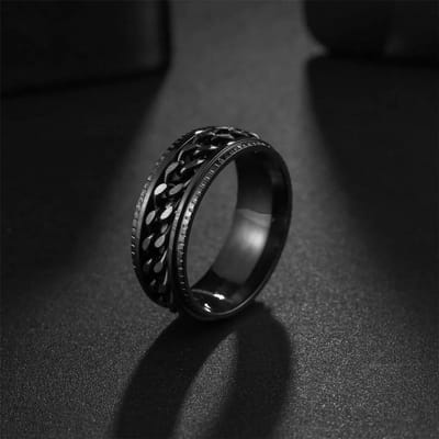 Vintage Angst Fidget Ringen Voor Mannen Draaibare Titanium Roestvrij Staal Ketting Spinner Ringen Retro Rock Biker Sieraden 13