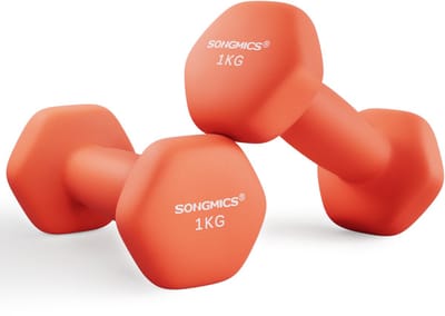 SONGMICS - Dumbells - Dumbells 1 kg - Hexagon Dumbells - 2 Stuks van 1 kg - Voor Krachttraining Thuis