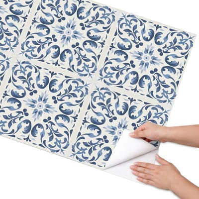 Coloray Meubel Wrap Folie - Blauw Meubelfolie - 75x150 cm - Decoratiefolie Zelfklevend Tegelpatroon - Meubelfolie Zelfklevend - Klassiek Meubelfolie - Wrapfolie Keuken - Wanddecoratie - Achtergronden en patronen