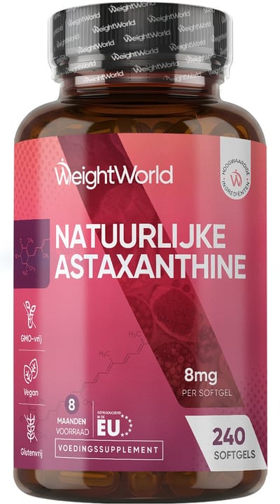 WeightWorld Astaxanthine - 8 mg - Natuurlijke Astaxanthine uit Algen - 240 softgels voor 8 maanden voorraad - Gemaakt in de EU - Vegan