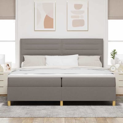 vidaXL - Boxspring - bed - met - hoofdeinde - Taupe - 200 - x - 200 - cm - Stof