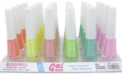 Leticia Well - Set met 6 Flesjes Nagellak - Gel Effect - Abrikoos Oranje - Geel - Nude Roze - Lime - Groen - Roze - Inhoud per flesje 10 ml.