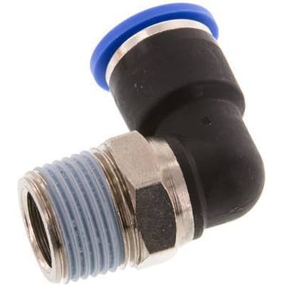 10mm x R3/8'' 90 graden L-verbinding Messing/PA 66 Insteekfitting Buitendraad Kort Draaibaar NBR [2 Stuks]