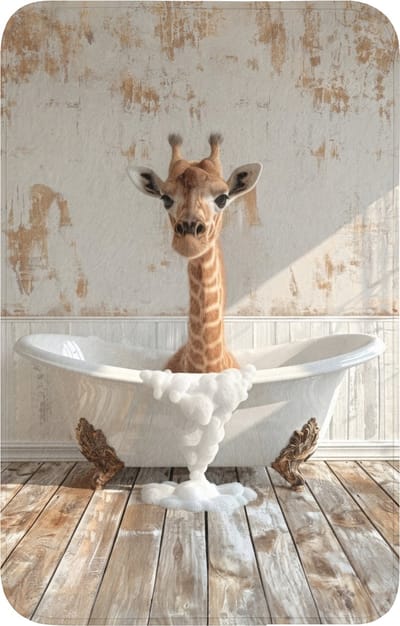 WC mat 50x80 cm - Antislip - Giraf - Badkuip - Vintage - Dieren - Toiletmat - Vloermat - Douchemat - Toilet tapijt - Toiletmatten