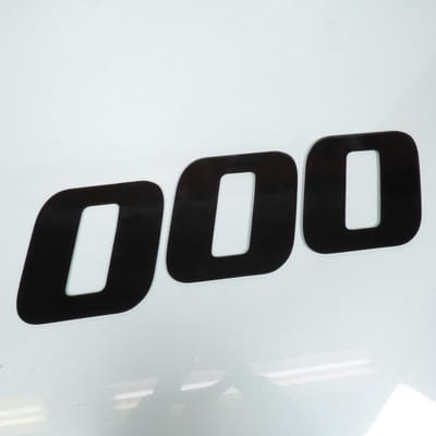 3 autocollant stickers numéro de course adhésif chiffre 0 noir 20x25cm pour moto
