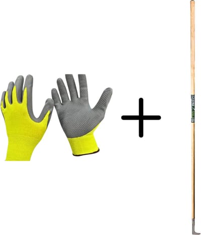 Synx Tools Voegenmes RVS + Spear & Jackson Werkhandschoen Maat M - Tuinhandschoenen - Maat Medium - Dames en heren - Gerecycled - onkruidmes - voegenkrabber met steel 150cm