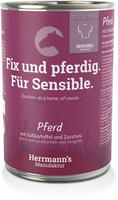 Herrmann's Selection Sensible 12 x 400 g - Paard met bio zoete aardappel & bio courgette
