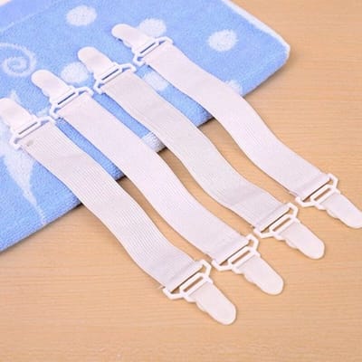 4 stuks Lakenklemmen Metalen gesp Bevestigingsband Lakenspanners Set - Overtrek Spanners - Dekbedspanners - Lakenspanner - Elastisch - Hoeslaken klemmen - Klemmen voor bed overtrek - van Heble®***