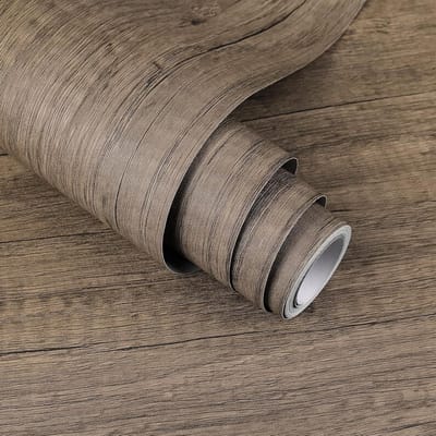 Zelfklevend behang met bruin korrelhout effect - 60x300cm - Klevende rug - Plastic rol - Peel en stick behang - Upgrade film cover - Kast slaapkamer renovatie - Meubelstickers - Decoratief - Duurzaam - Eenvoudig aan te brengen
