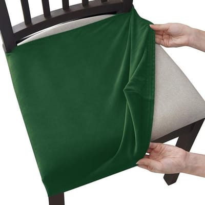 Fluwelen stoelhoes zonder rugleuning, anti-stof stretch stoelhoezen voor eetkamer, keuken, kantoor, gestoffeerde stoelhoezen 1 piece donkergroene kleur