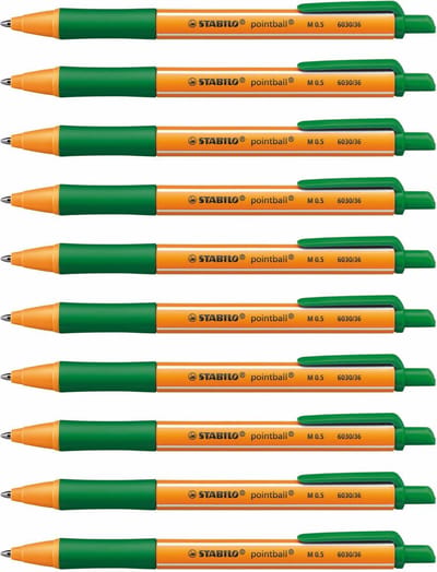 STABILO pointball - Balpen - Navulbaar - Groen - Doos Met 10 Stuks