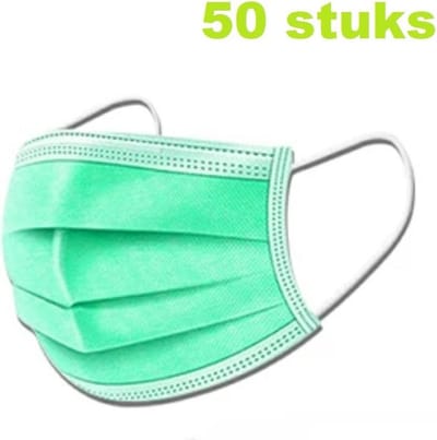 Mondkapjes/Mondmasker 3-laags 50 stuks Groen