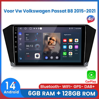 Awesafe Carplay Autoradio Geschikt Voor Vw Volkswagen Passat B8 2015 t/m 2021 - Android 14 - Draadloos Apple Carplay & Android Auto - 6GB + 128GB - 8-Core processor - Bluetooth & Wifi - GPS Navigatie