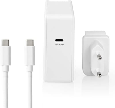 Nedis Oplader - 65 W - Snellaad functie - 3.0 / 3.25 A - Outputs: 1 - USB-C™ - USB Type-C™ (Los) Kabel - 3.00 m - Automatische Voltage Selectie