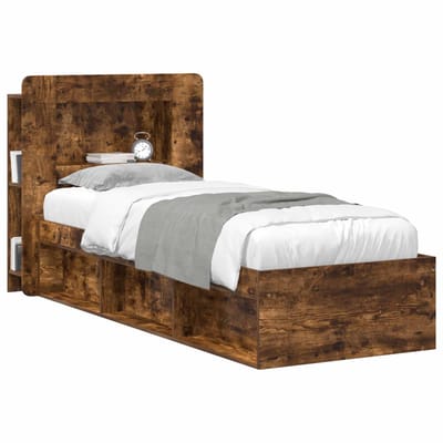 vidaXL - Hoofdeinde - Kast - met - opslag - Gerookt - eiken - Geconstrueerd - hout