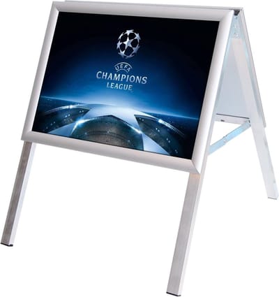 Stoepbord A3 formaat | Aluminium | 55cm x 45cm x 53cm (H x B x D) | Zilver