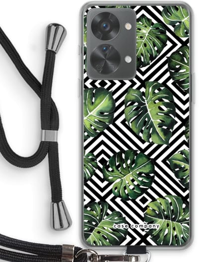 Case Company® - Hoesje met koord geschikt voor OnePlus Nord 2T hoesje met Koord - Geometrische jungle - Telefoonhoesje met Zwart Koord - Bescherming aan alle Kanten en Over de Schermrand