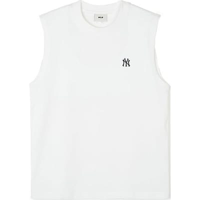 MLB SS24 Logo New York Yankees Impression Couleur Unie Col Rond Coupe Ample Classique Sportif Sans Manches Gilet Unisexe Gilets Blanc Cassé 3ATKB0243-50WHS M white