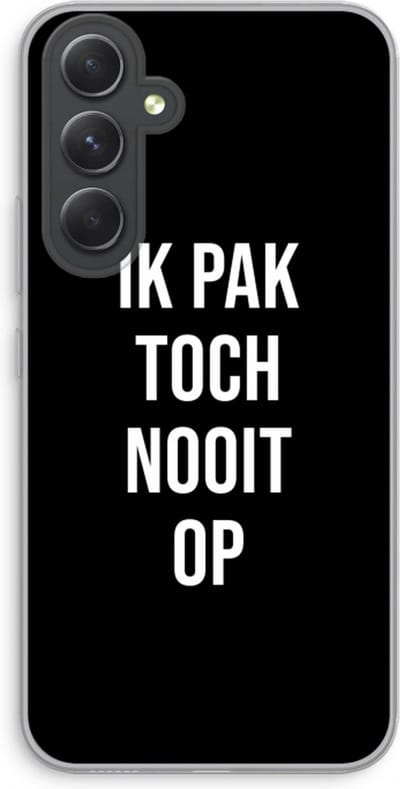 Case Company® - Hoesje geschikt voor Samsung Galaxy A54 hoesje - Ik pak nooit op - Zwart - Soft Cover Telefoonhoesje - Bescherming aan alle Kanten en Schermrand