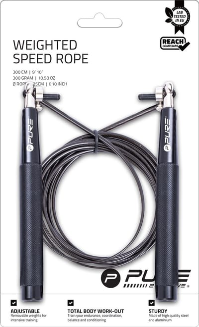 Pure2Improve - Verzwaard Springtouw – Speed Rope – 3 meter - 300gram