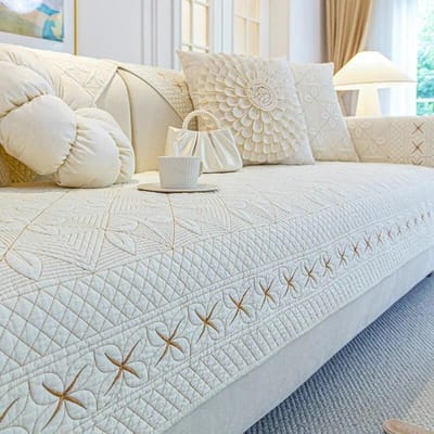 Katoenen borduurwerk bankhoes voor woonkamer Winter warme antislip banken kussen Nordic L-vormige bank handdoek bank beschermhoes 110x180cm 1pcs