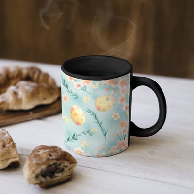 Magische Mok - Foto op Warmte Mokken - Koffiemok - Konijn - Eieren - Takjes - Magic Mok - Beker - 350 ML - Theemok