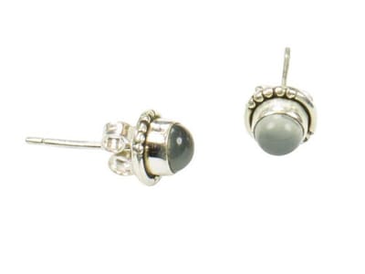 Zilveren knop oorbellen Chalcedoon 925 zilver