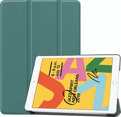 Cazy tablet Hoes geschikt voor iPad 9e generatie (2021) 10.2 inch / 8e generatie (2020) 10.2 inch / 7e generatie (2019) 10.2 inch - TriFold Bookcase - Groen
