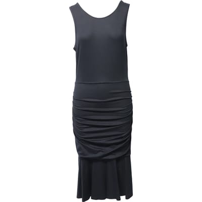 Mouwloze, geplooide midi-jurk van Diane Von Furstenberg in zwarte viscose.