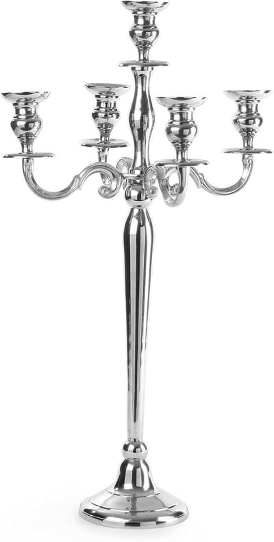 Kandelaar 5-armig - Kaarsenhouder Kroon - Sfeer Creëren - Gepolijst Aluminium - 790 mm - Aluminium
