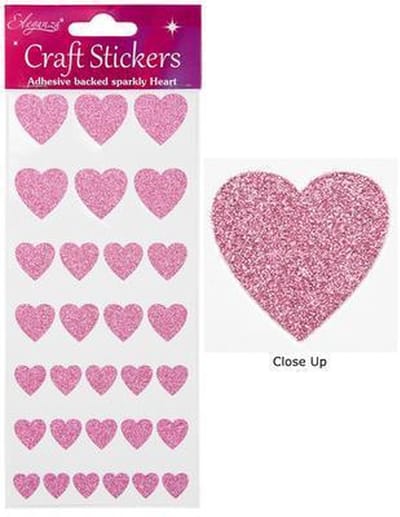 Oaktree - Stickers Glitter Hartjes Licht Roze Assorti (per vel) - Valentijnsdag versiering - Valentijnsdag cadeau - valentijnsdag